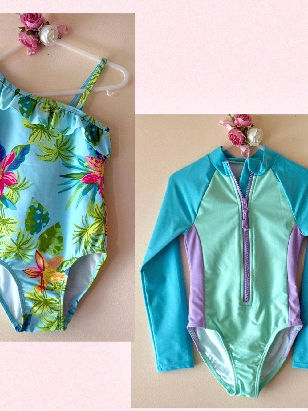The Children’s Place Girls' One-Piece Rash Guard & Tropical Swimsuits, Size 4T